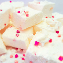 Load image into Gallery viewer, The softest, fluffiest, melt in the mouth handcrafted Strawberry flavoured Marshmallow swirled with freeze dried Strawberries and coated with crushed Meringue.
