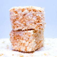 Load image into Gallery viewer, The softest, fluffiest, melt in the mouth handcrafted Vanilla flavoured Marshmallow coated in lightly toasted Coconut flakes