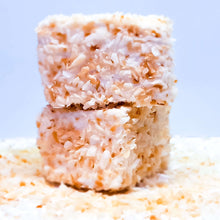 Load image into Gallery viewer, The softest, fluffiest, melt in the mouth handcrafted Vanilla flavoured Marshmallow coated in lightly toasted Coconut flakes