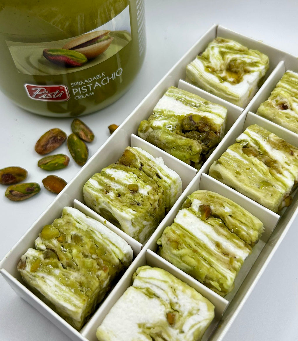 Pistachio handmade artisan marshmallows made in Yorkshire.
