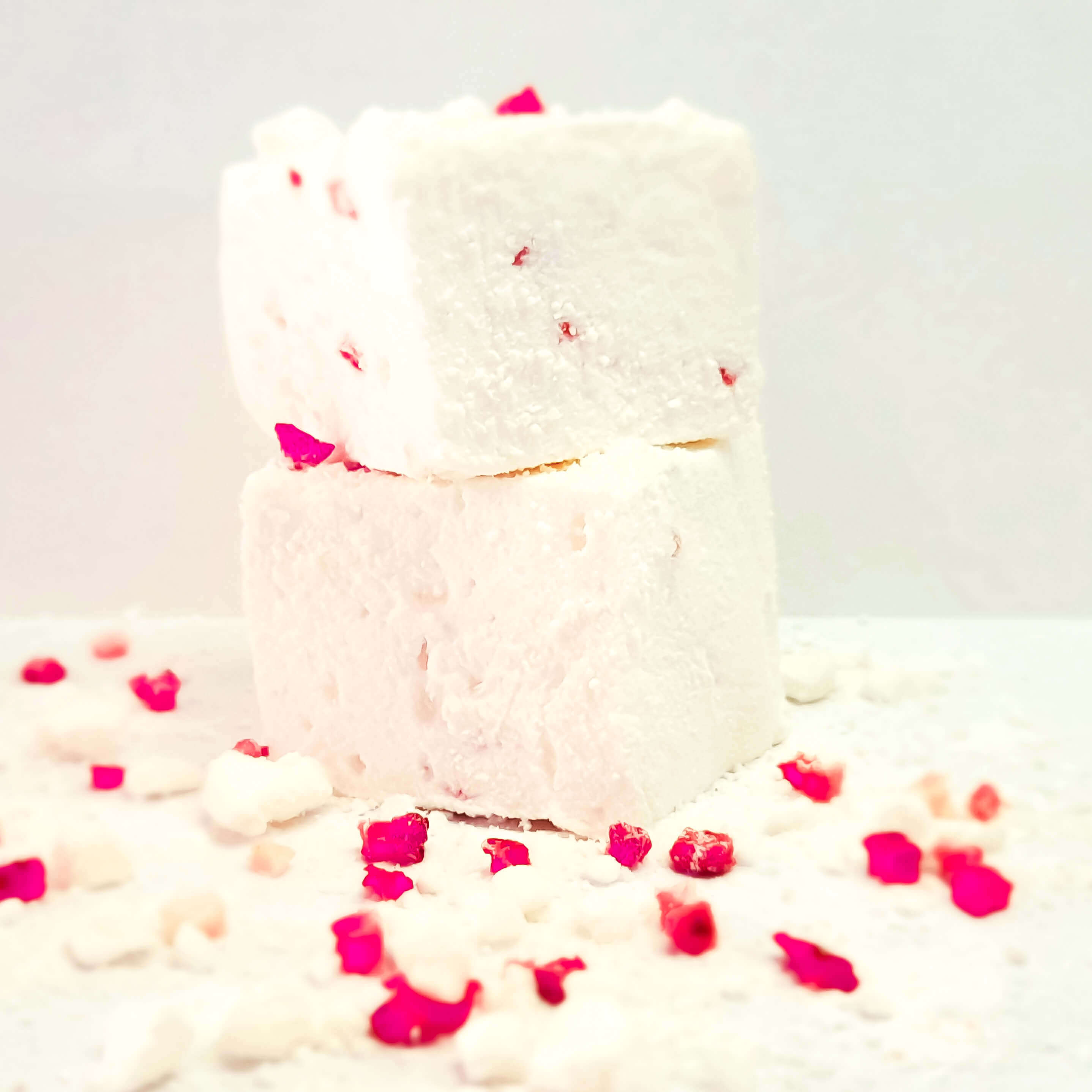 The softest, fluffiest, melt in the mouth handcrafted Strawberry flavoured Marshmallow swirled with freeze dried Strawberries and coated with crushed Meringue.