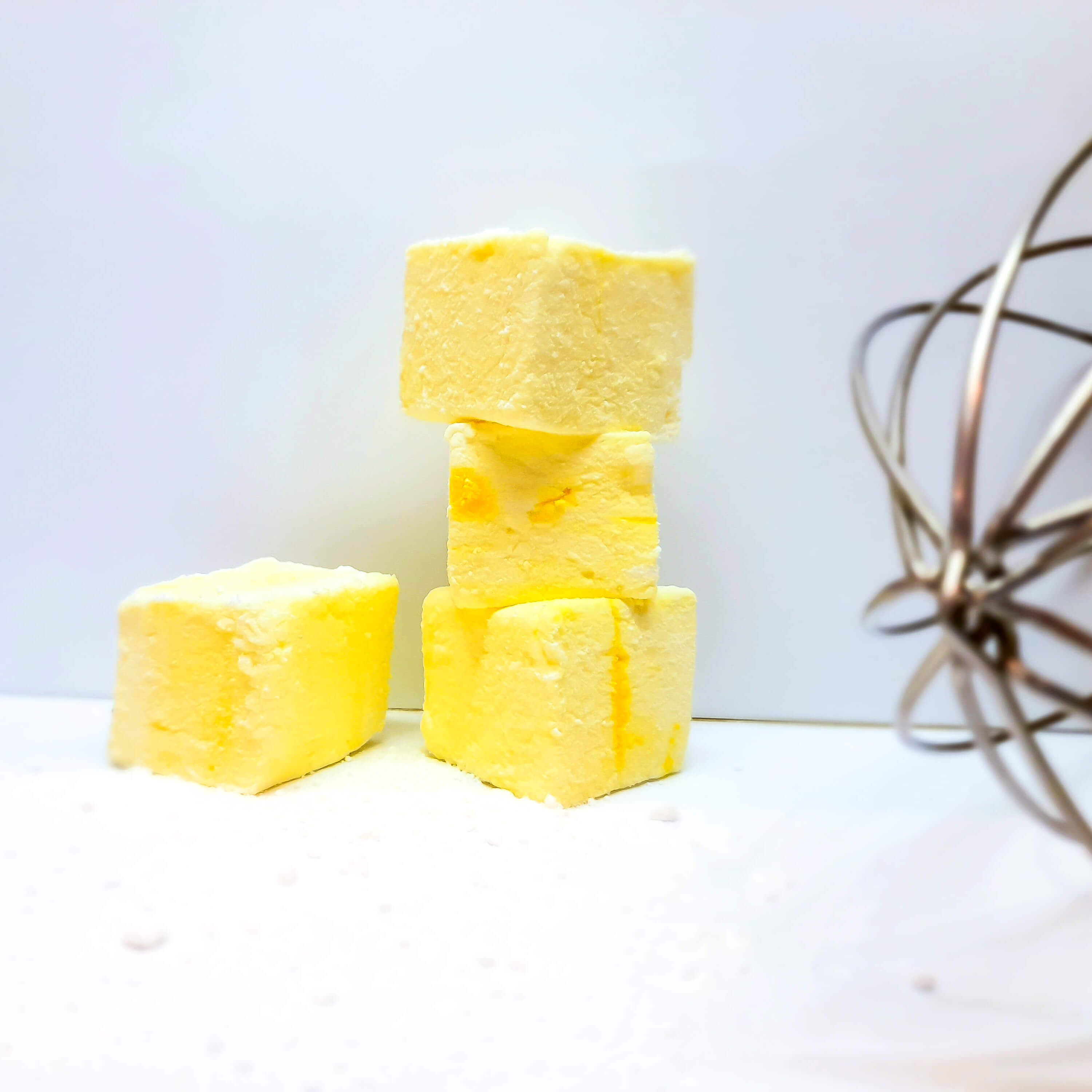 The softest, fluffiest, melt in the mouth handcrafted Lemon flavoured Marshmallow coated in Sherbet