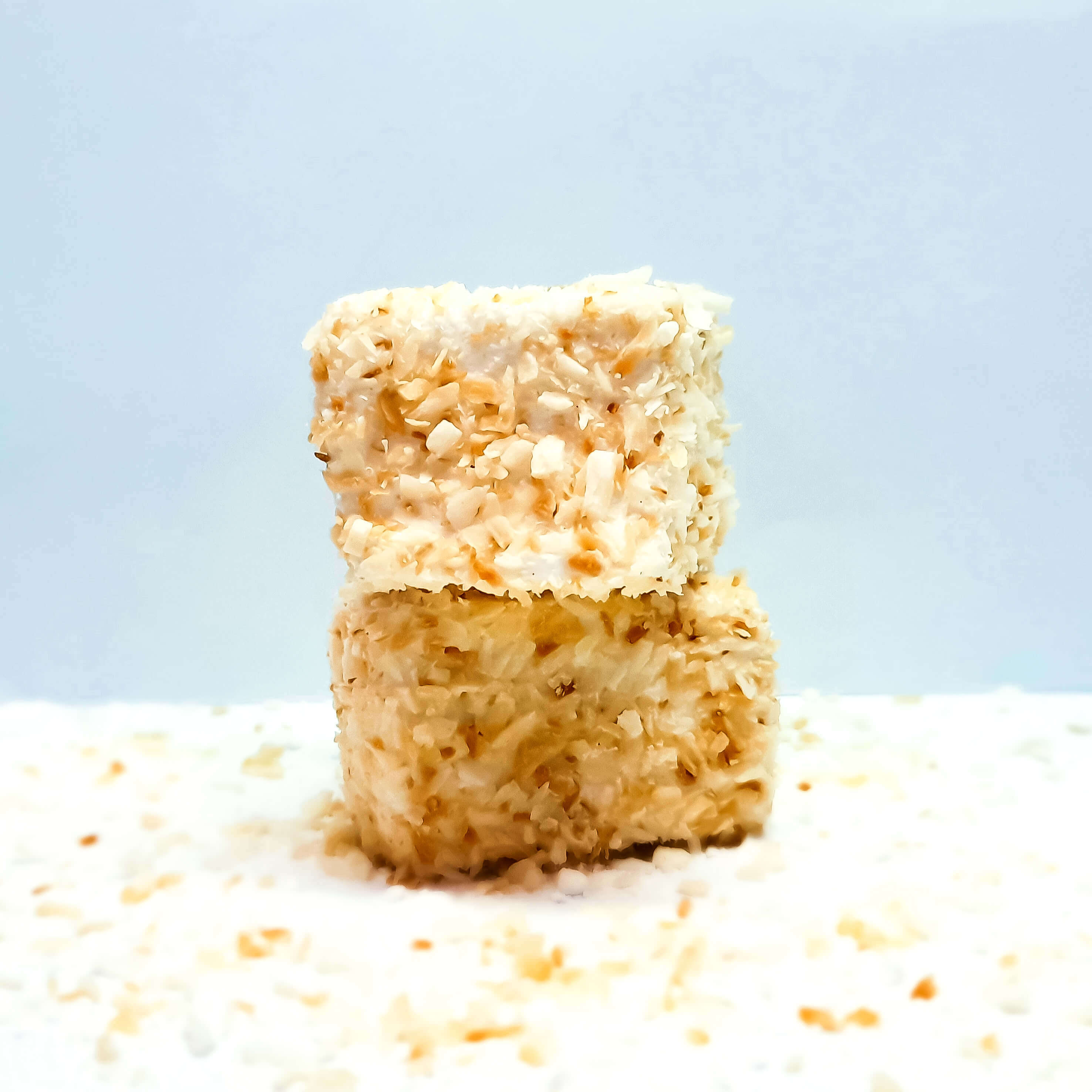 The softest, fluffiest, melt in the mouth handcrafted Vanilla flavoured Marshmallow coated in lightly toasted Coconut flakes